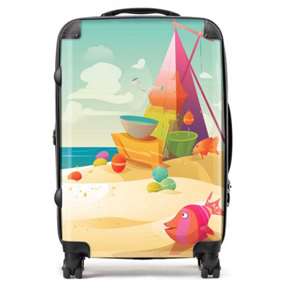 Warren Reed Designer Fish On A Beach Holiday SuitcaseMedium from B&Q