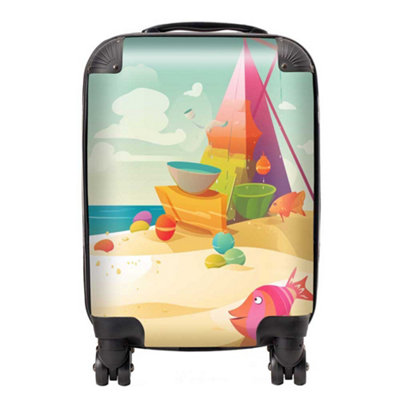 Warren Reed Designer Fish On A Beach Holiday SuitcaseMini Cabin from B&Q