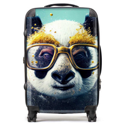 Warren Reed Designer Panda With Golden Glasses Splashart SuitcaseMedium from B&Q