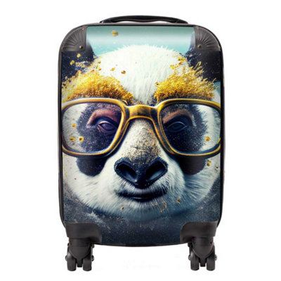 Warren Reed Designer Panda With Golden Glasses Splashart SuitcaseMini Cabin from B&Q