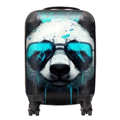 Warren Reed Designer Panda With Blue Glasses Splashart SuitcaseMini Cabin from B&Q