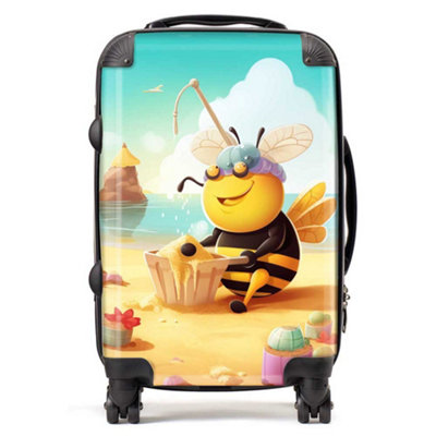 Warren Reed Designer Bumblebee On A Beach Holiday SuitcaseCabin from B&Q
