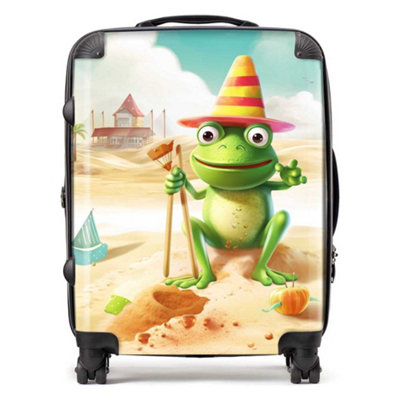Warren Reed Designer Happy Frog On A Beach Holiday SuitcaseLarge from B&Q