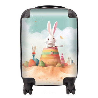 Warren Reed Designer White Rabbit On A Beach Holiday SuitcaseMini Cabin from B&Q
