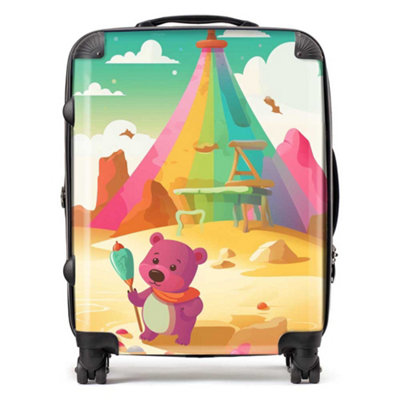 Warren Reed Designer Purple Bear On A Beach Holiday SuitcaseLarge from B&Q