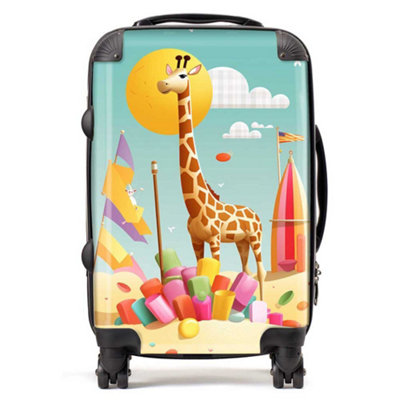 Warren Reed Designer A Giraffe On A Beach Holiday SuitcaseCabin from B&Q
