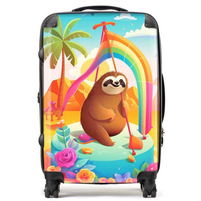 Warren Reed Designer Sloth On A Beach Holiday SuitcaseMedium from B&Q