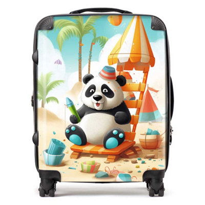 Warren Reed Designer Panda On A Beach Holiday SuitcaseLarge from B&Q