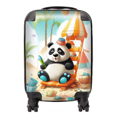 Warren Reed Designer Panda On A Beach Holiday SuitcaseMini Cabin from B&Q