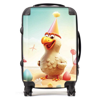 Warren Reed Designer Funky Chicken On A Beach Holiday SuitcaseCabin from B&Q