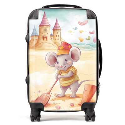 Warren Reed Designer Mouse On A Beach Holiday SuitcaseCabin from B&Q