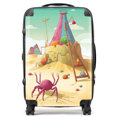 Warren Reed Designer Crab On A Beach Holiday SuitcaseMedium from B&Q