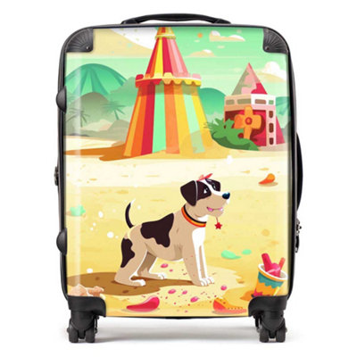 Warren Reed Designer Doggy On A Beach Holiday SuitcaseLarge from B&Q