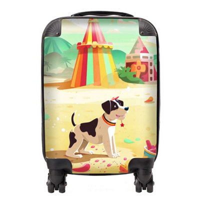 Warren Reed Designer Doggy On A Beach Holiday SuitcaseMini Cabin from B&Q