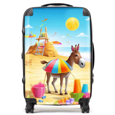 Warren Reed Designer Donkey On A Beach Holiday SuitcaseMedium from B&Q