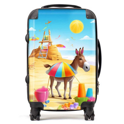 Warren Reed Designer Donkey On A Beach Holiday SuitcaseCabin from B&Q