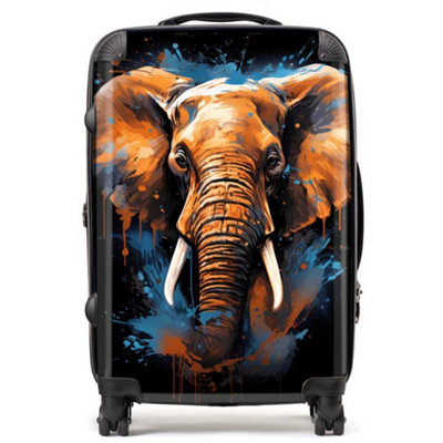 Warren Reed Designer Splashart Elephant Blue SuitcaseMedium from B&Q