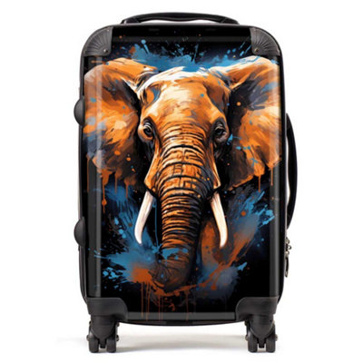Warren Reed Designer Splashart Elephant Blue SuitcaseCabin from B&Q