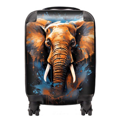 Warren Reed Designer Splashart Elephant Blue SuitcaseMini Cabin from B&Q