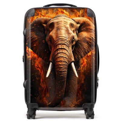 Warren Reed Designer Splashart Elephant And Fire SuitcaseMedium from B&Q