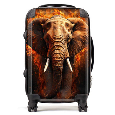 Warren Reed Designer Splashart Elephant And Fire SuitcaseCabin from B&Q
