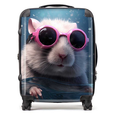 Warren Reed Designer Splashart Doormouse With Pink Glasses SuitcaseLarge from B&Q