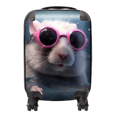 Warren Reed Designer Splashart Doormouse With Pink Glasses SuitcaseMini Cabin from B&Q