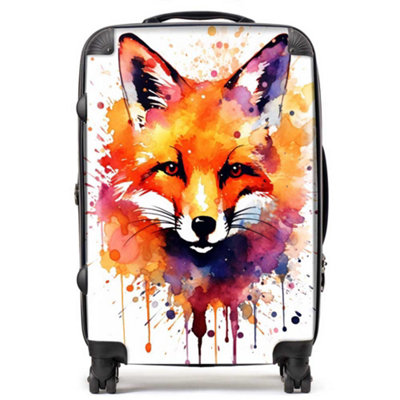 B&Q -  Watercolour Splashart Fox Face SuitcaseMedium