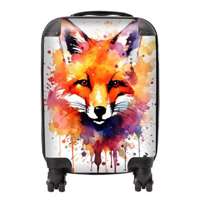 Warren Reed Designer Watercolour Splashart Fox Face SuitcaseMini Cabin from B&Q
