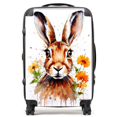 Warren Reed Designer Watercolour Hare And Daisies SuitcaseMedium from B&Q