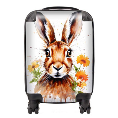 Warren Reed Designer Watercolour Hare And Daisies SuitcaseMini Cabin from B&Q