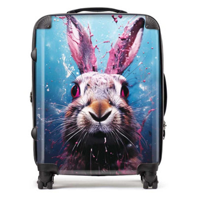 Warren Reed Designer Rabbit Face Splashart SuitcaseLarge from B&Q
