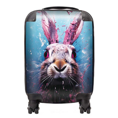 Warren Reed Designer Rabbit Face Splashart SuitcaseMini Cabin from B&Q