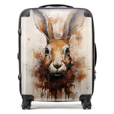Warren Reed Designer Watercolour Hare Face SuitcaseLarge from B&Q