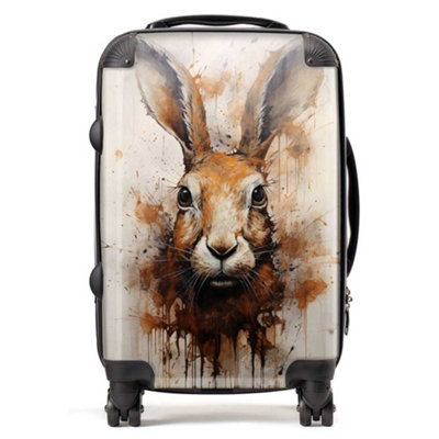 Warren Reed Designer Watercolour Hare Face SuitcaseCabin from B&Q