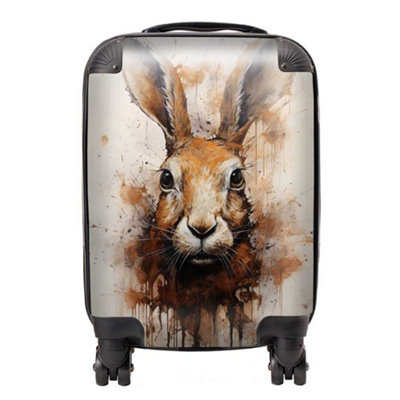 Warren Reed Designer Watercolour Hare Face SuitcaseMini Cabin from B&Q