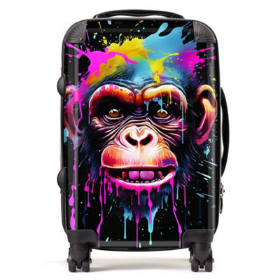 Warren Reed Designer Multi Coloured Monkey Face Splashart SuitcaseCabin from B&Q