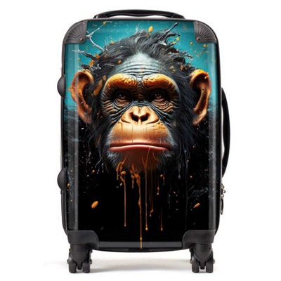 Warren Reed Designer Monkey Face Splashart Blue SuitcaseCabin from B&Q