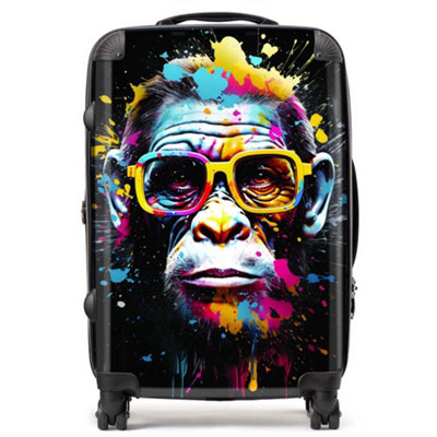 Warren Reed Designer Coloured Splashart Monkey Face SuitcaseMedium from B&Q