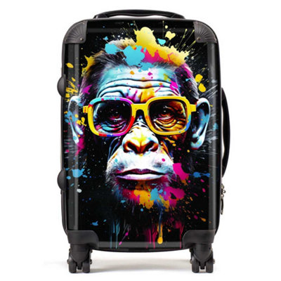 Warren Reed Designer Coloured Splashart Monkey Face SuitcaseCabin from B&Q