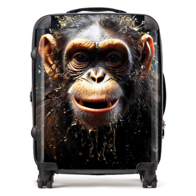 Warren Reed Designer Realistic Monkey Face Splashart SuitcaseLarge from B&Q