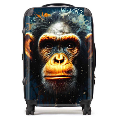 Warren Reed Designer Splashart Realistic Monkey Face SuitcaseMedium from B&Q