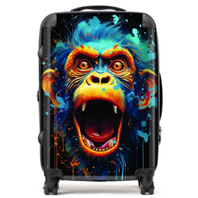 Warren Reed Designer Crazy Monkey Face Splashart SuitcaseMedium from B&Q