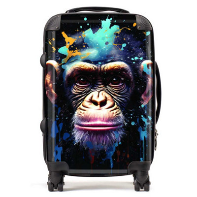 Warren Reed Designer Monkey Face Splashart With Blue SuitcaseCabin from B&Q