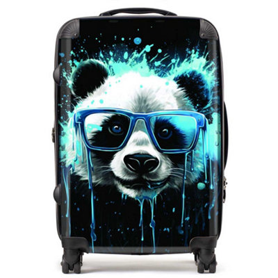 Warren Reed Designer Blue Splashart Panda Face SuitcaseMedium from B&Q