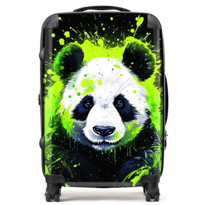 Warren Reed Designer Green Splashart Panda Face SuitcaseMedium from B&Q
