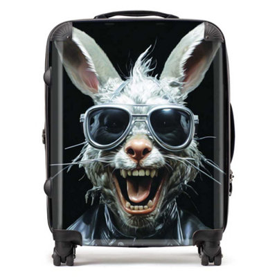 Warren Reed Designer Funky Rabbit Face SuitcaseLarge from B&Q