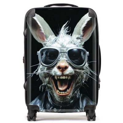 Warren Reed Designer Funky Rabbit Face SuitcaseMedium from B&Q