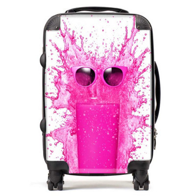 Warren Reed Designer Pink Splashart Glass SuitcaseCabin from B&Q