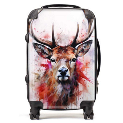 Warren Reed Designer Watercolour Splashart Stag Face SuitcaseCabin from B&Q